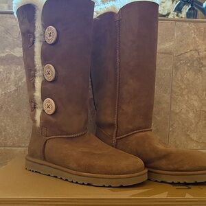 UGG Women's Tan Shearling Button Boots